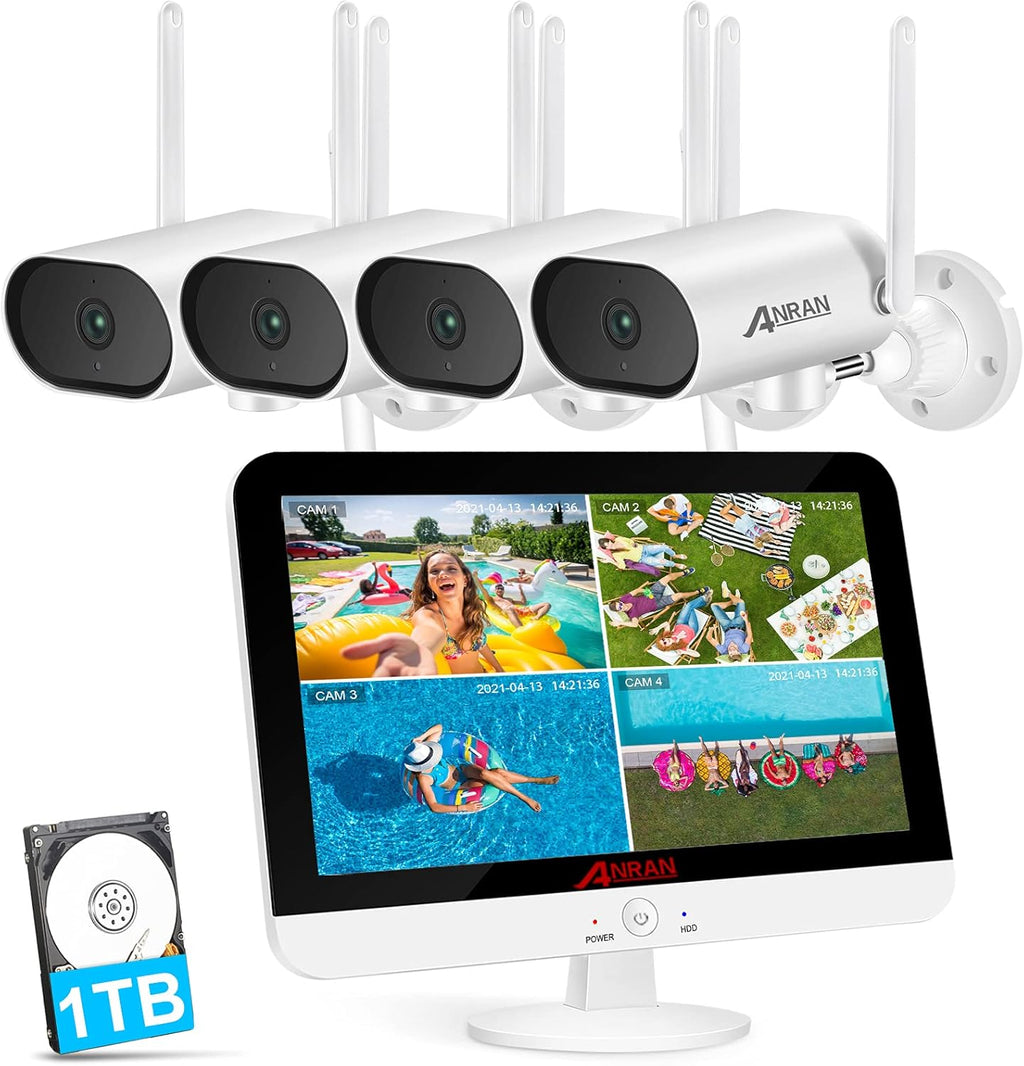 8 Channel 2K Wireless Security Camera System with 13 LCD Monitor Z321