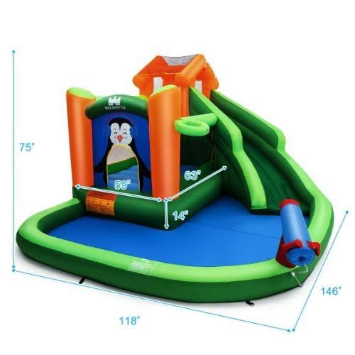 Inflatable Water Park Bouncer with Splash Pool Z444554