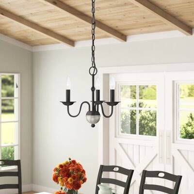 Black 3 Light Candle Style Chandelier J1767