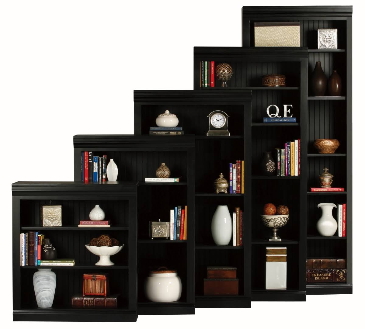 72 in. Open Bookcase Antique Black Y298