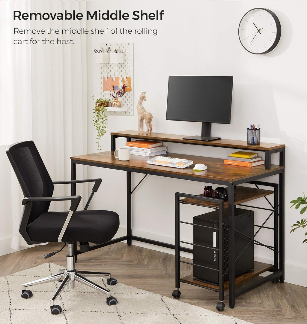 Computer Desk with Monitor Stand and Storage Shelves X766338