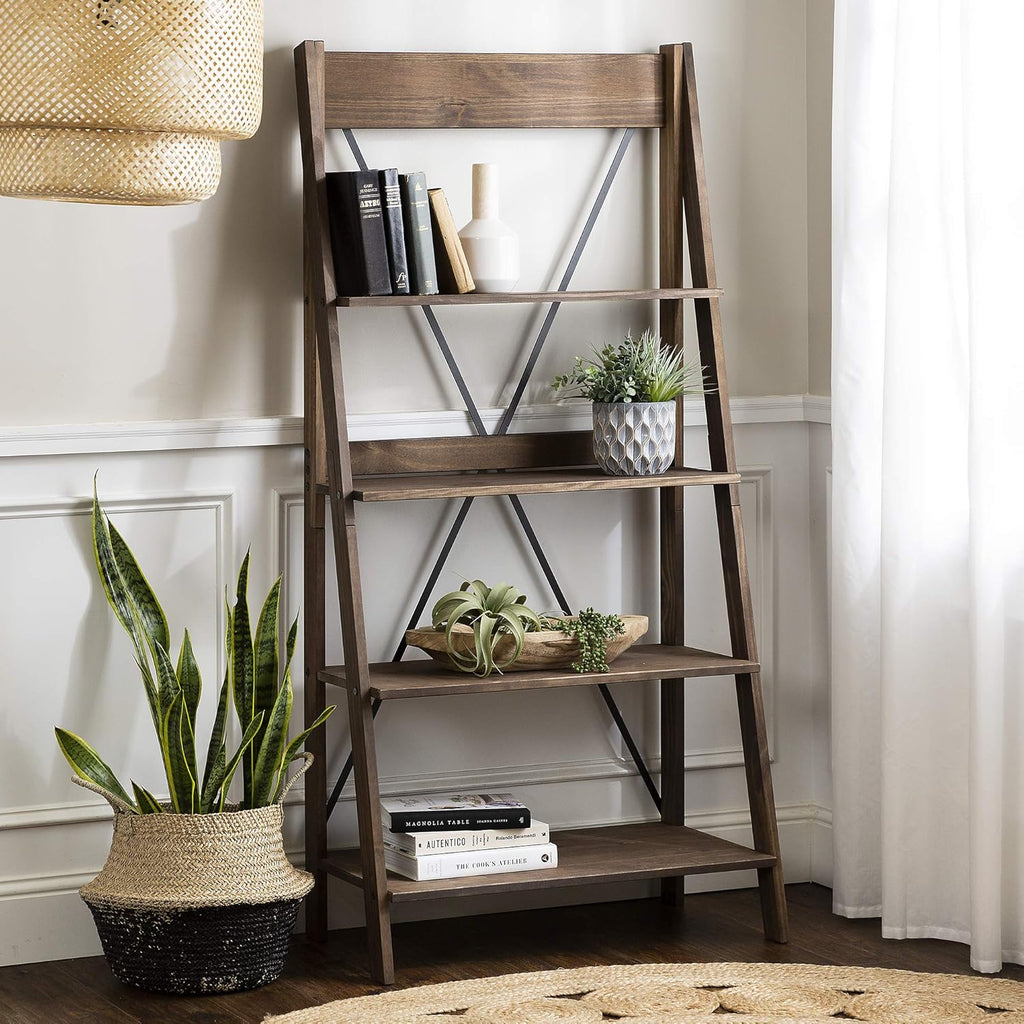 Grey 4 Shelves Wood Bookcase J5832