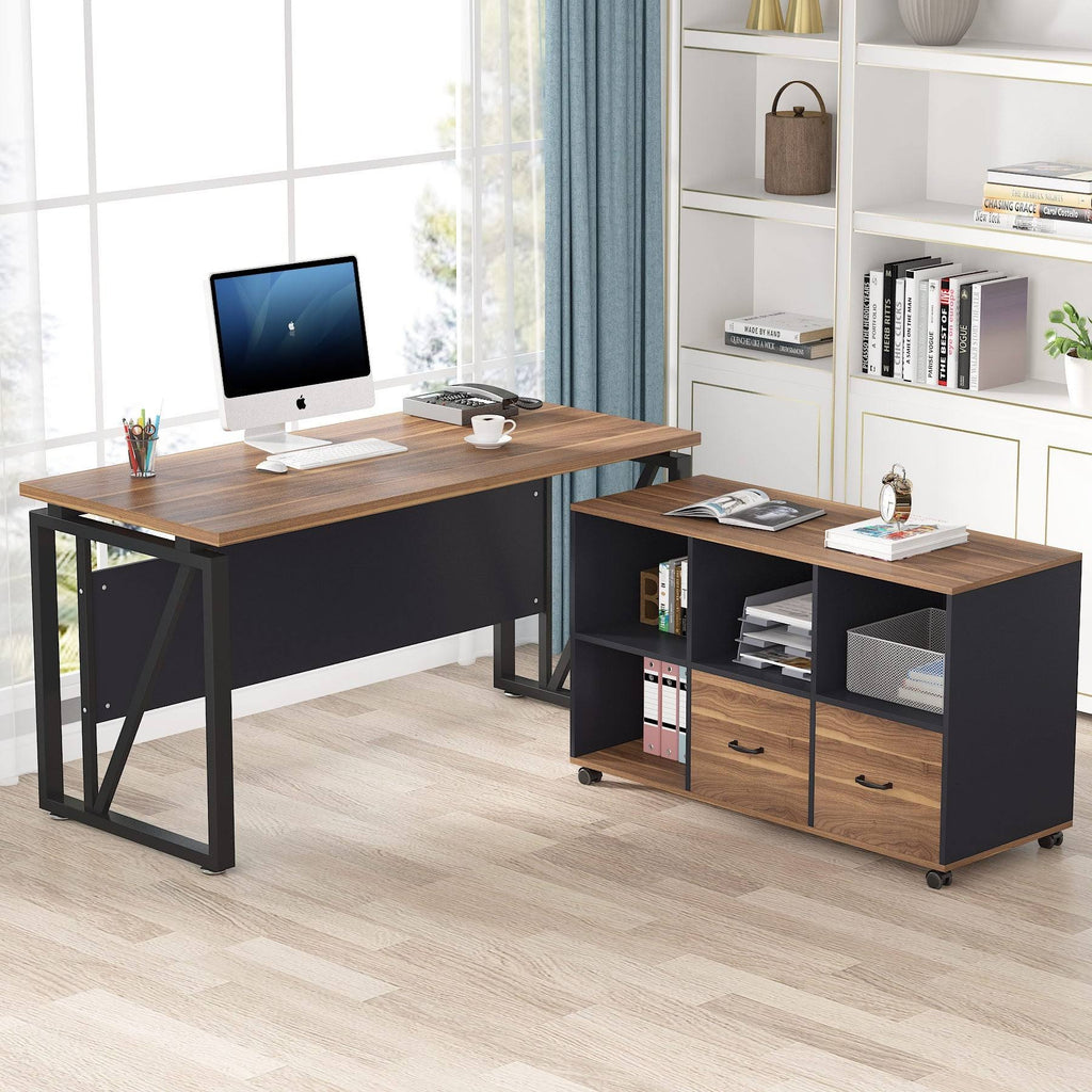 Brown 2 Drawer Letter Size Mobile File Cabinet U8891
