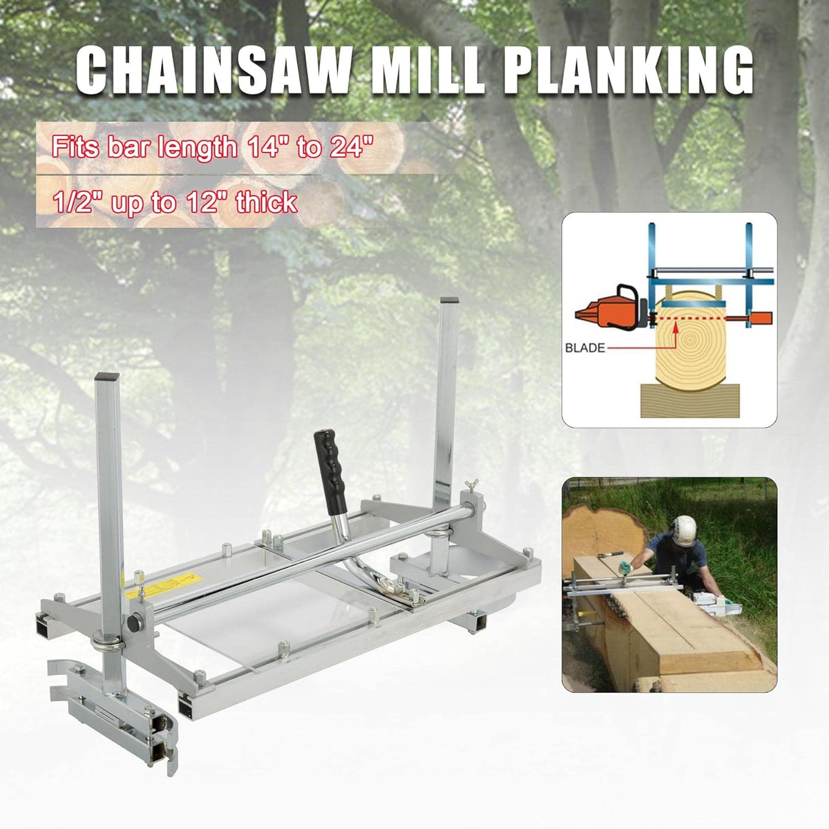 Portable Chainsaw Mill 24 Inches Aluminum Steel T645173