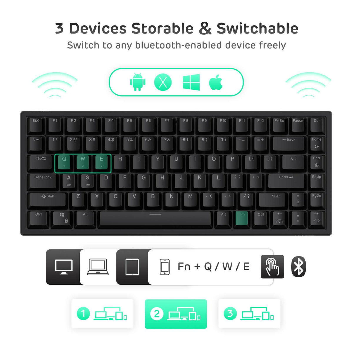84 Keys 2.4GHz Wireless Mechanical Keyboard L97395