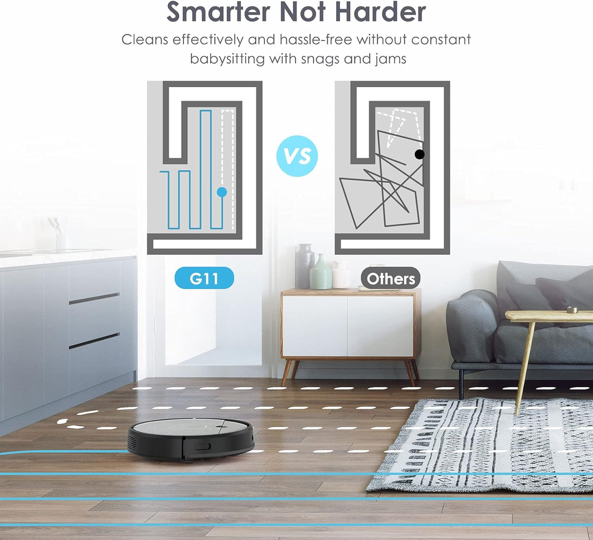 Robot Vacuum Cleaner, 150Min Runtime, 2500Pa Suction G9574