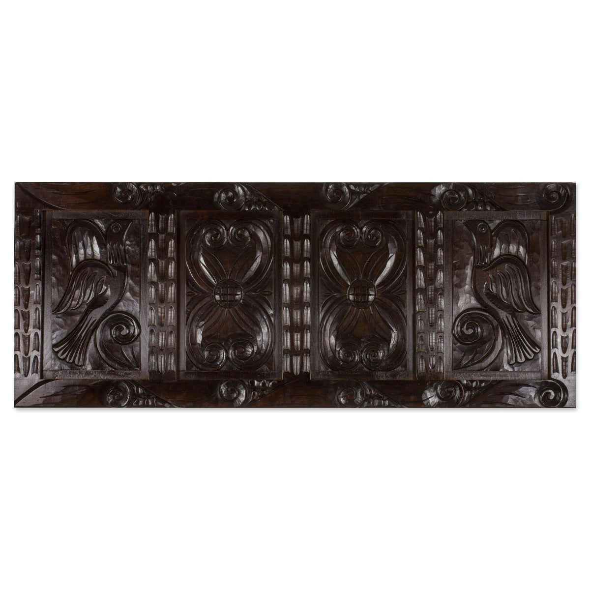Pine Wood Panel with Bird Motif Wall Décor O114