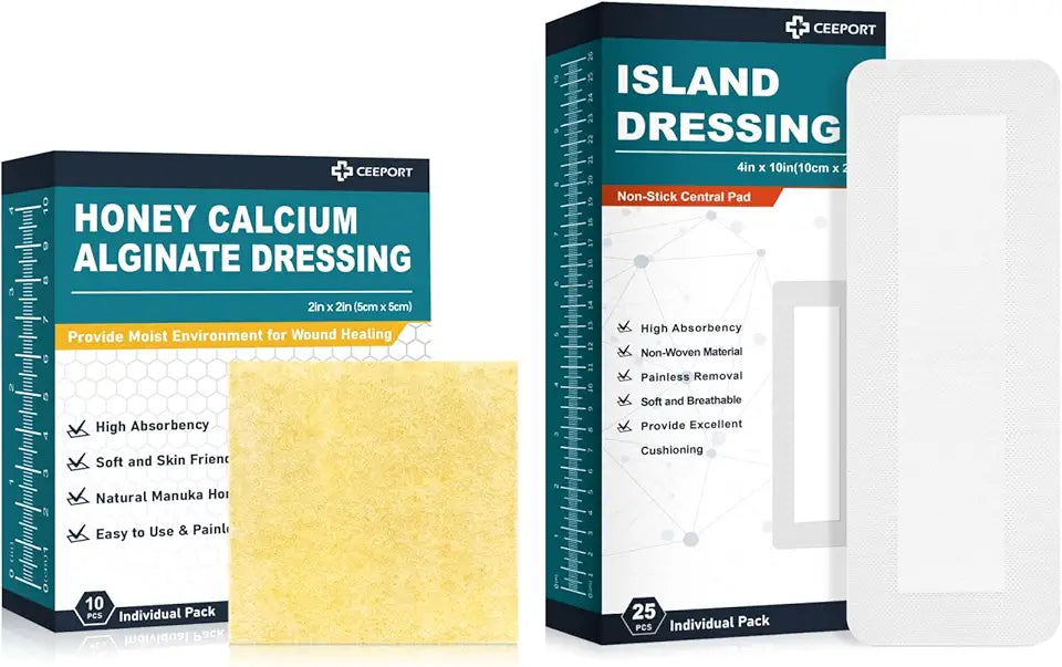 Calcium Alginate Dressing 2" x 2" 10 Pack and 4''x10'' 25 Pack Z94980