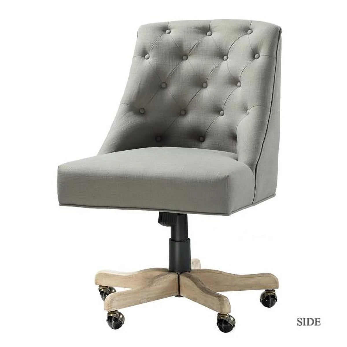 Gray Tufted Back Linen Style Rolling Office Chair L746384