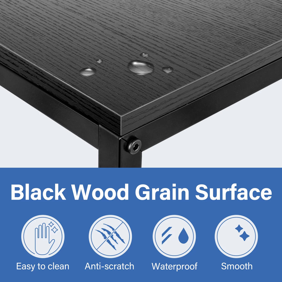 C Shaped Sofa Side End Table with Hardwood Surface, Black D291