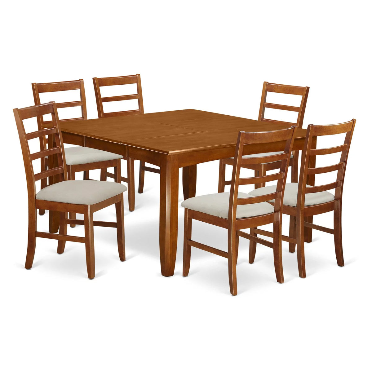 Black 7 Piece Square Dining Table Set with 6 Wood Chairs D7737
