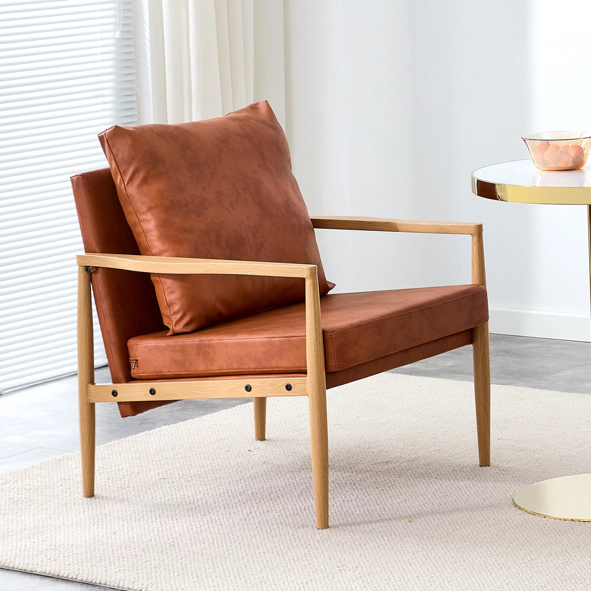 PU Leather Accent Arm Chair with Metal Frame E38444