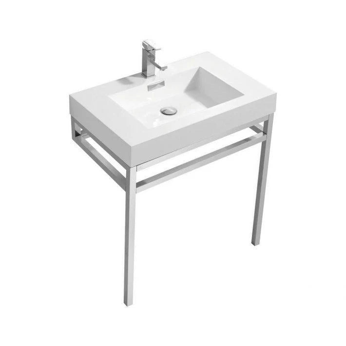 30 in. Stainless Steel Console with White Acrylic Sink I80126