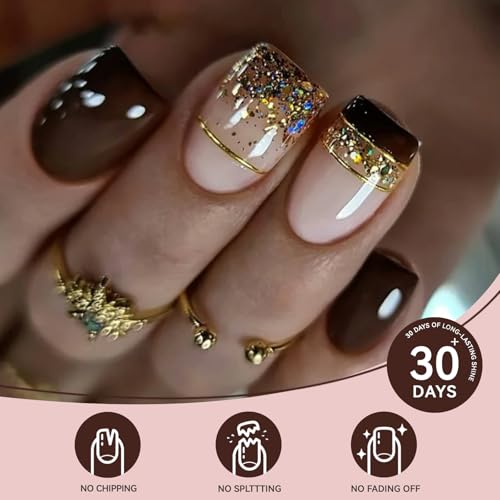 Short Square Press on Nails Set with Stickers U911918