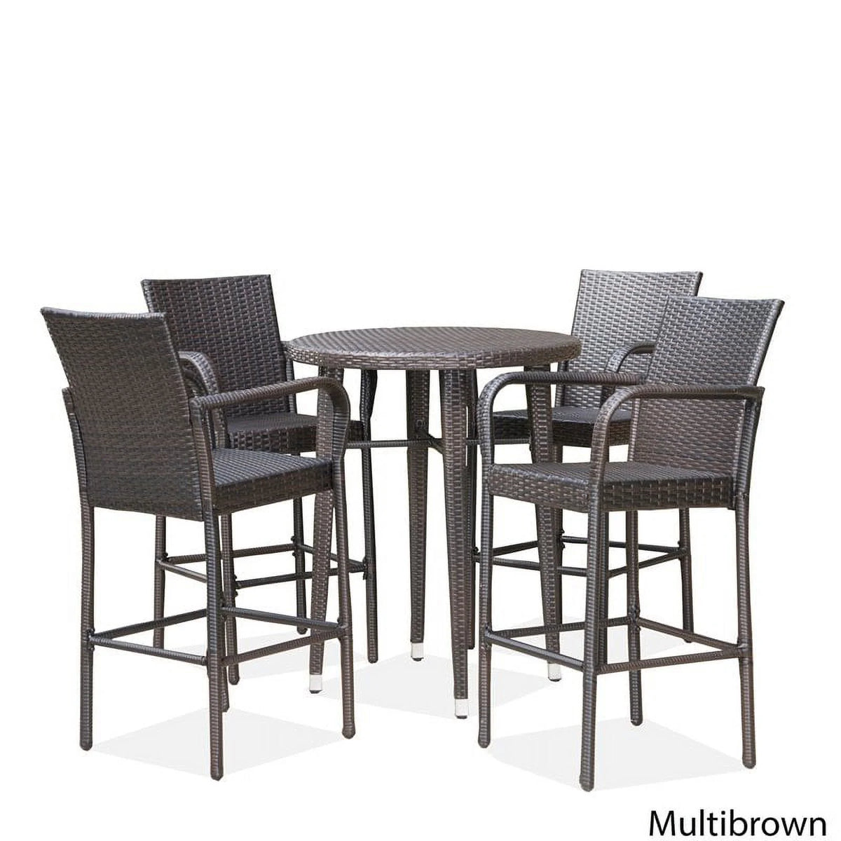 5 Pc Multi Brown Wicker Round Bar Table Set K149322