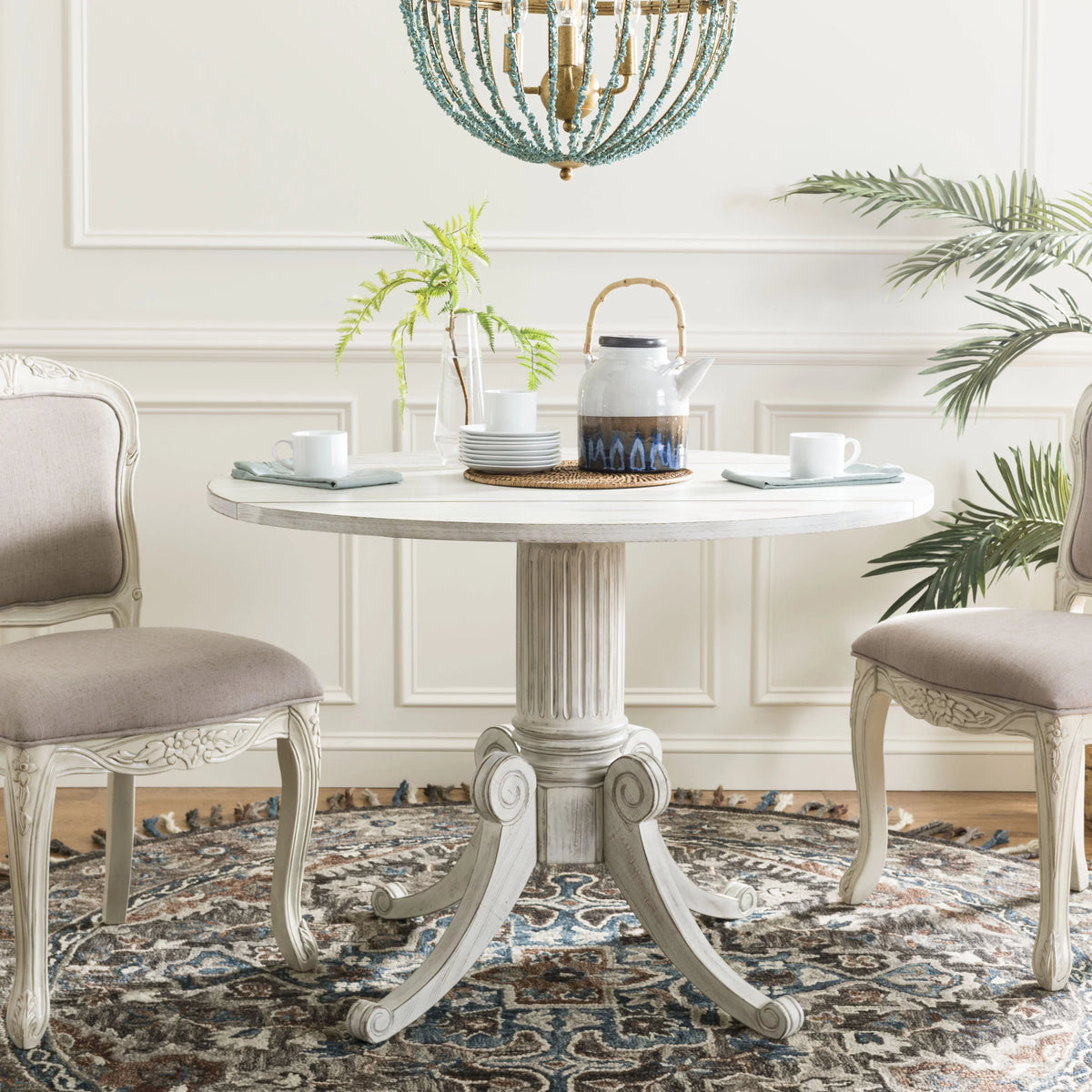 Antique White Foldable Leaf Dining Table Z2991