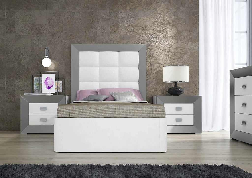 Silver & White Full Storage Bedroom Set 4Pcs M50462