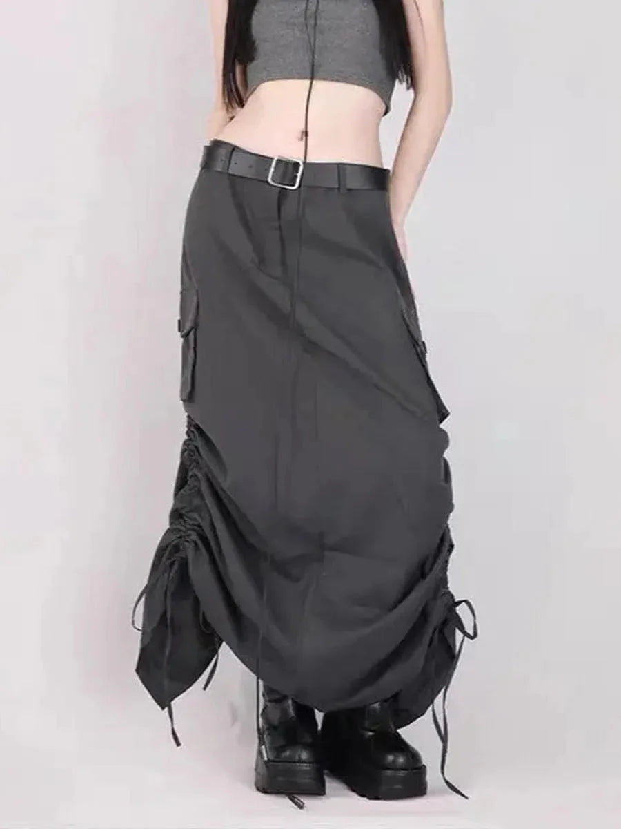 Grunge Ruffled Split Midi Dress P588688