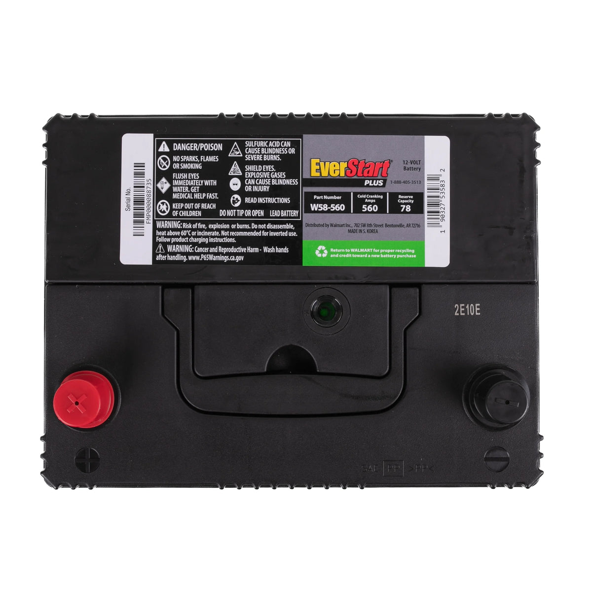 Lead Acid Automotive Battery Group Size 58 12 Volt 560 CCA P652886