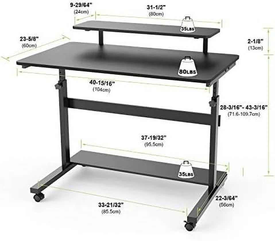 Height Adjustable Standing Desk with Monitor Shelf Black S723825