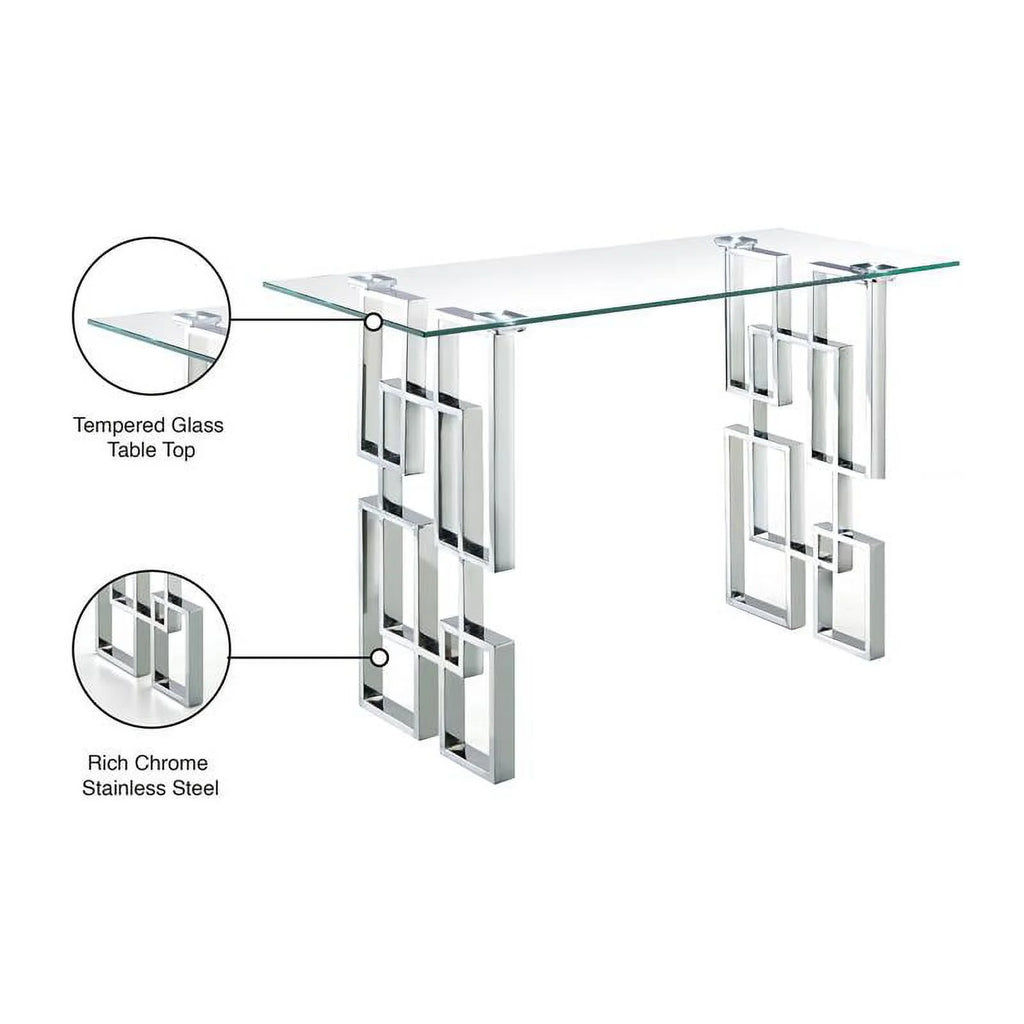 Glass Top Console Table with Chrome Base G639565