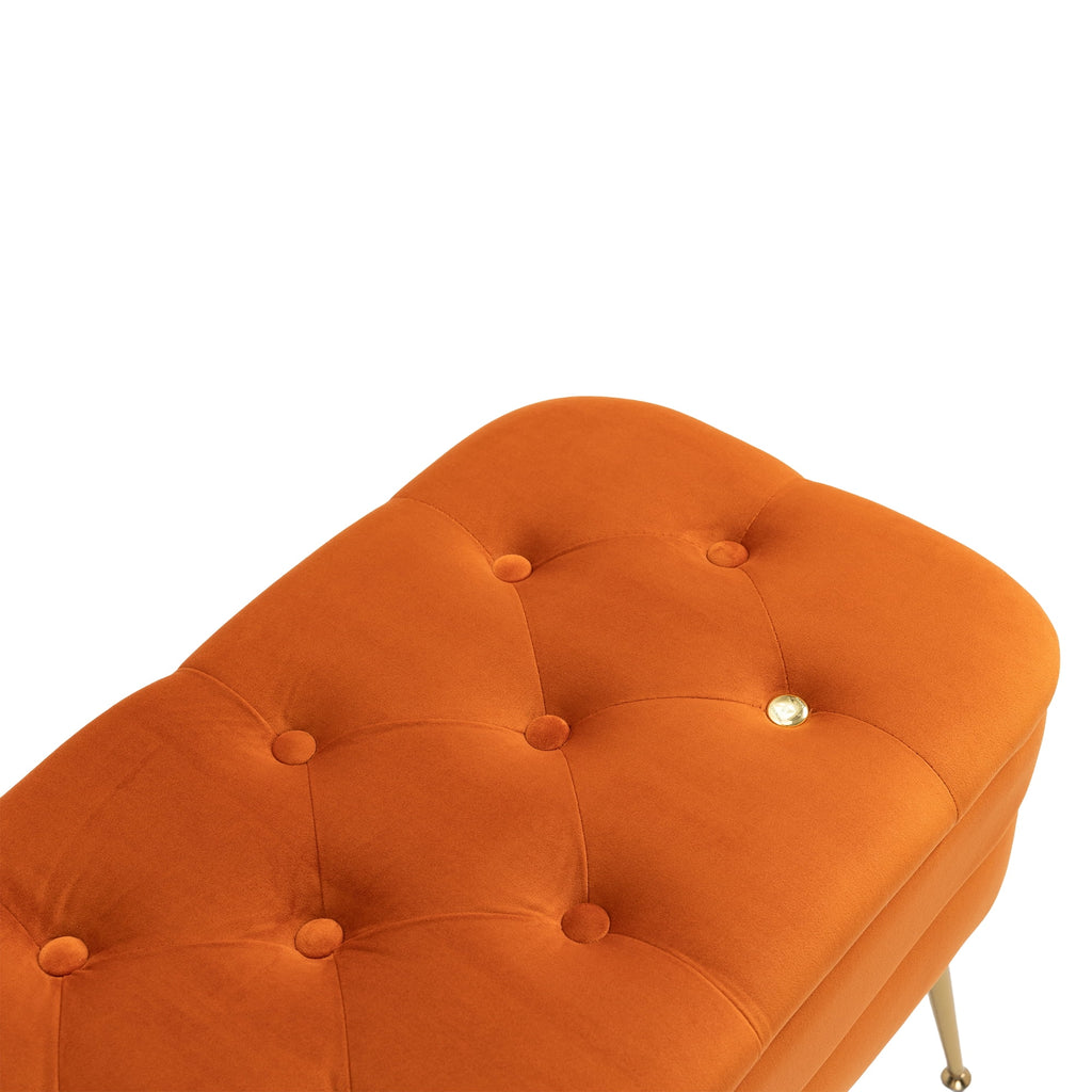 Velvet Storage Ottoman Bench with Safety Hinge B4625