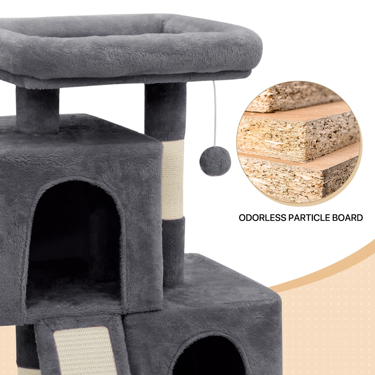 34-in Double Level Plush Cat Tree & Condo W636
