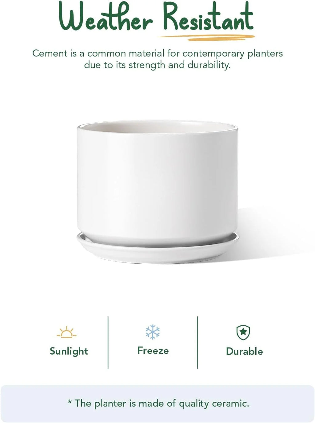 Ceramic Plant Pot with Drainage Holes and Saucer A595002