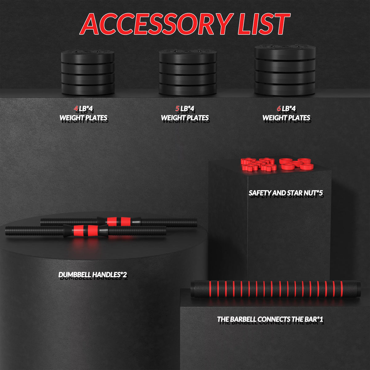 4-in-1 Adjustable Dumbbell, Barbell, and Kettlebell Set E5516