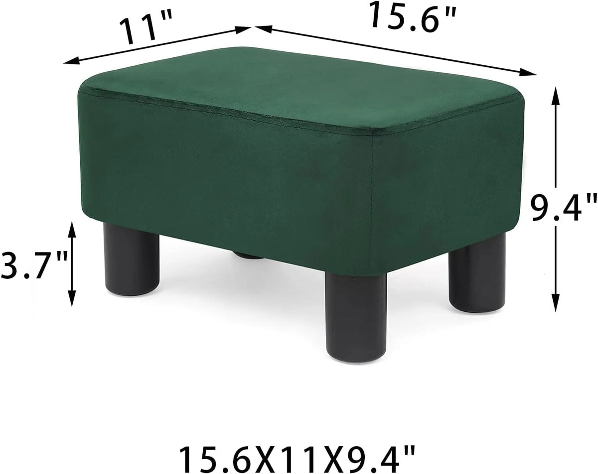 Small Green Fabric Ottoman Footstool V365