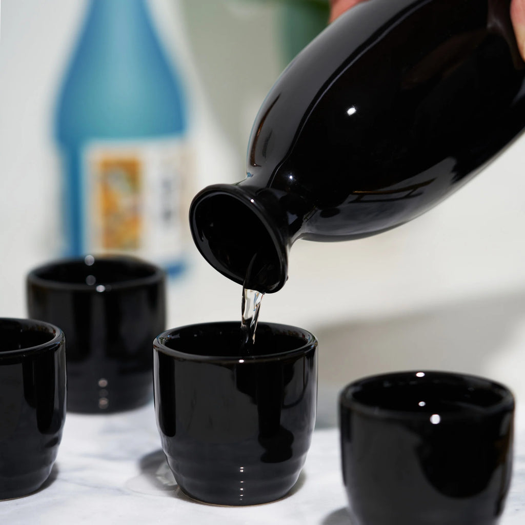 Black Stoneware Sake Set J855