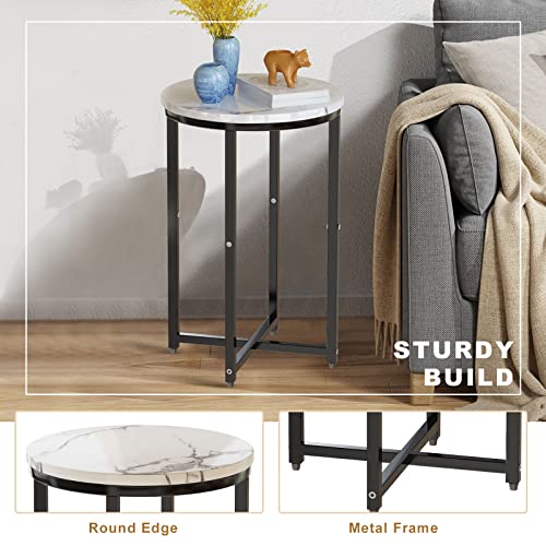 Faux Marble Coffee Table Set of 3 with Metal Frame T530