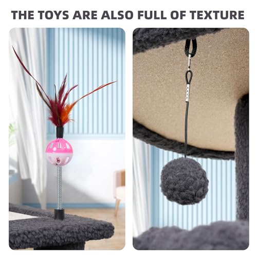 Grey Cat Tree with Cat Condo and Hammock Z710269