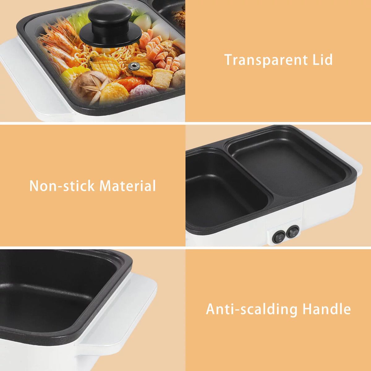 2 in 1 Non-Stick Electric Hot Pot and BBQ Grill X959034