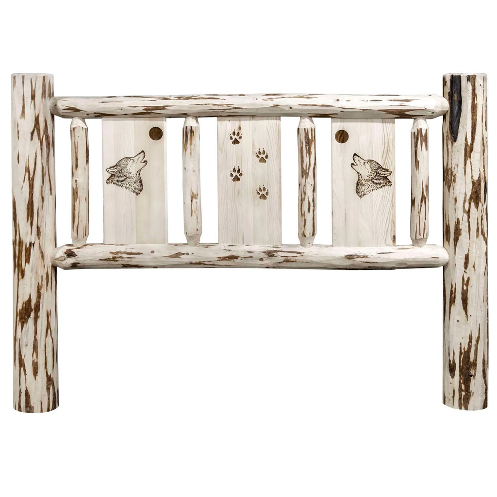 Twin Headboard with Laser Engraved Wolf Design P415