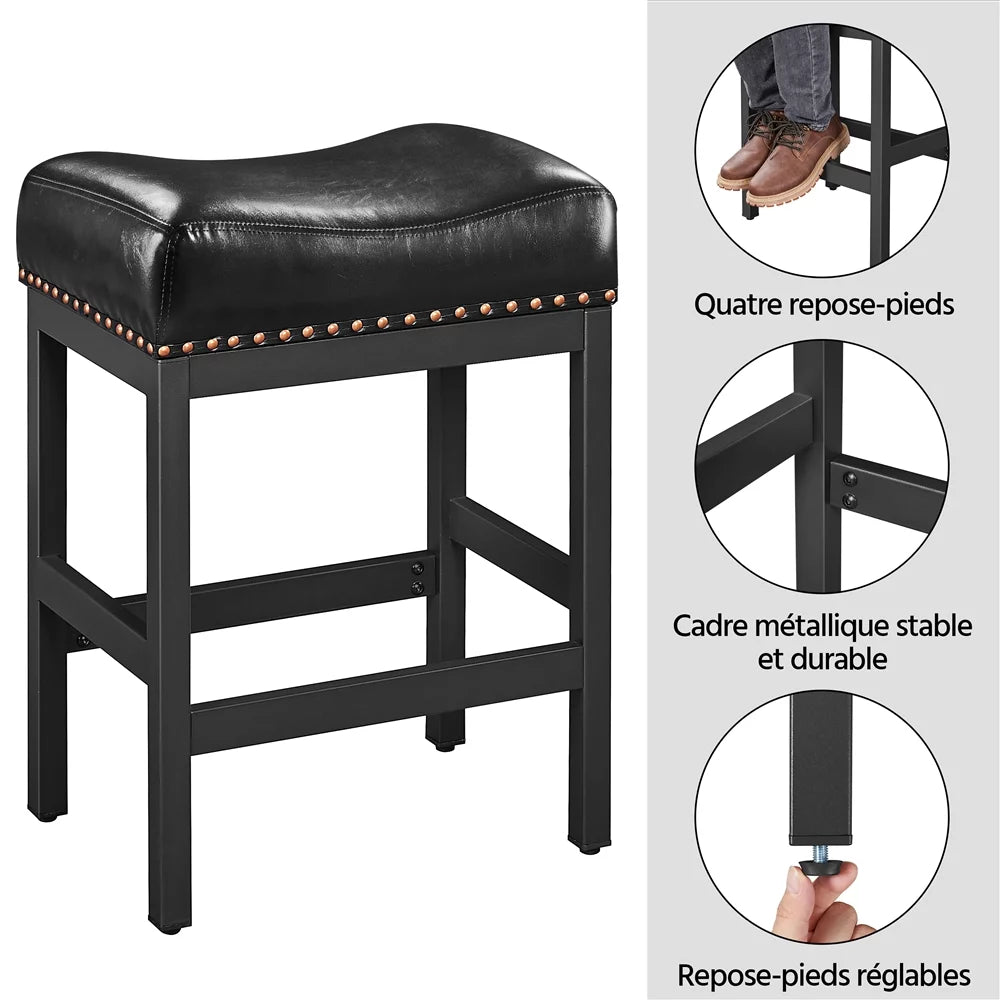 Set of 2 Black Faux Leather Bar Stools Y2674