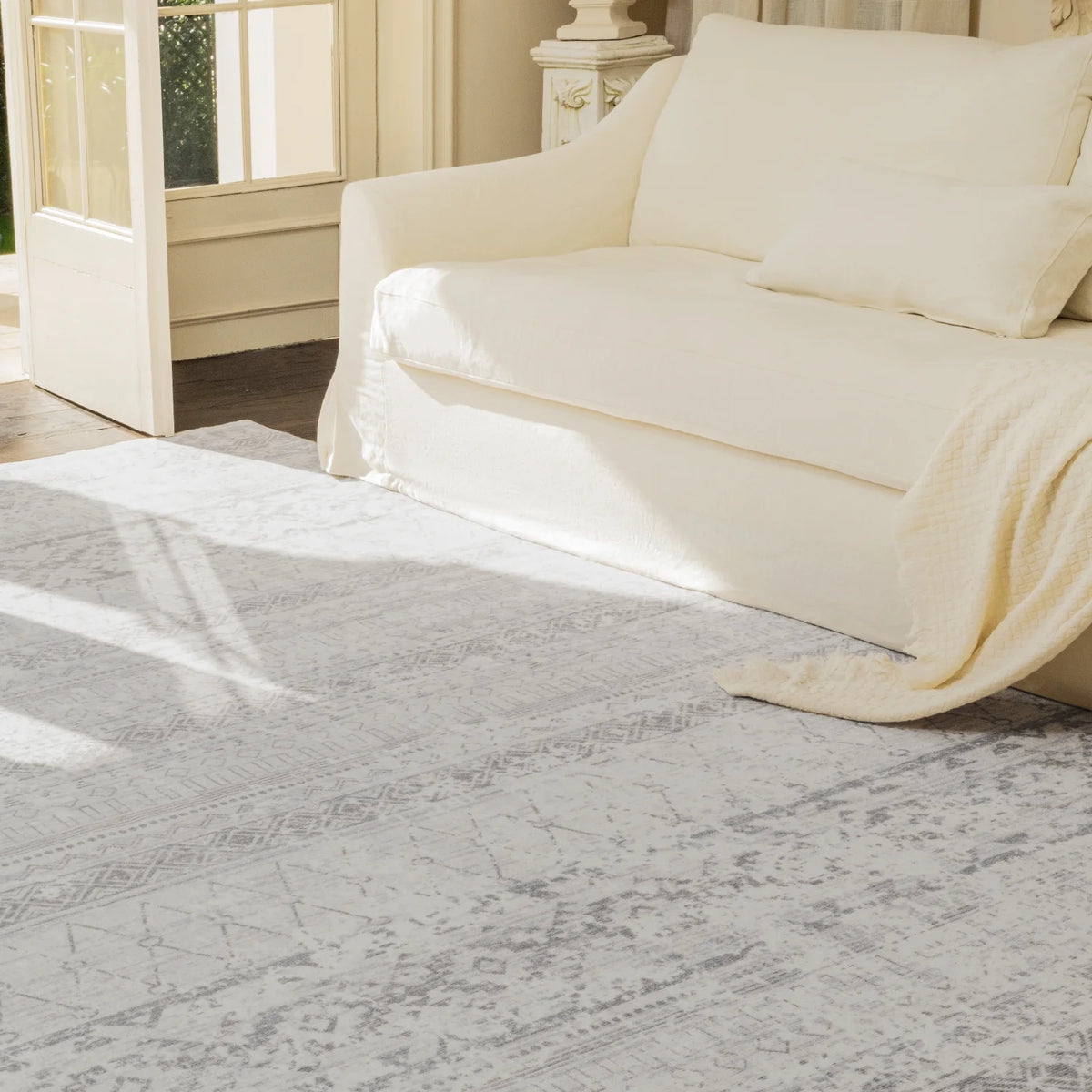 5'x8' Washable Boho Geometric Area Rug Grey O994441