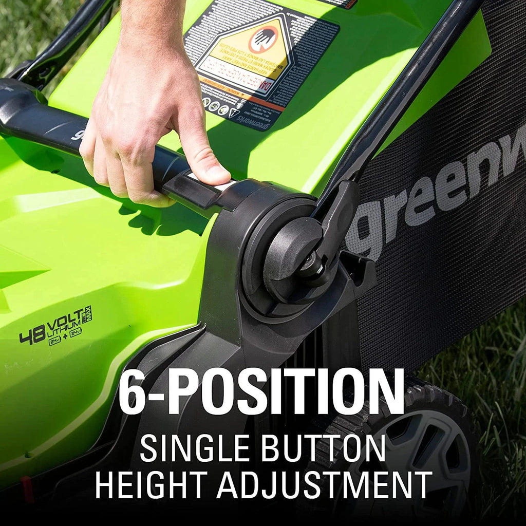 48V 17 Battery-Powered Push Lawn Mower with 2 x 24V 4Ah Batteries G781672