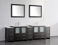96 in. Double Sink Vanity Cabinet with Ceramic Sink & Mirror Espresso I3528