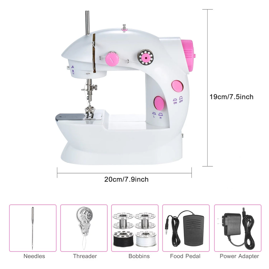 Mini Adjustable 2-Speed Portable Electric Sewing Machine with Light and Cutter P861892
