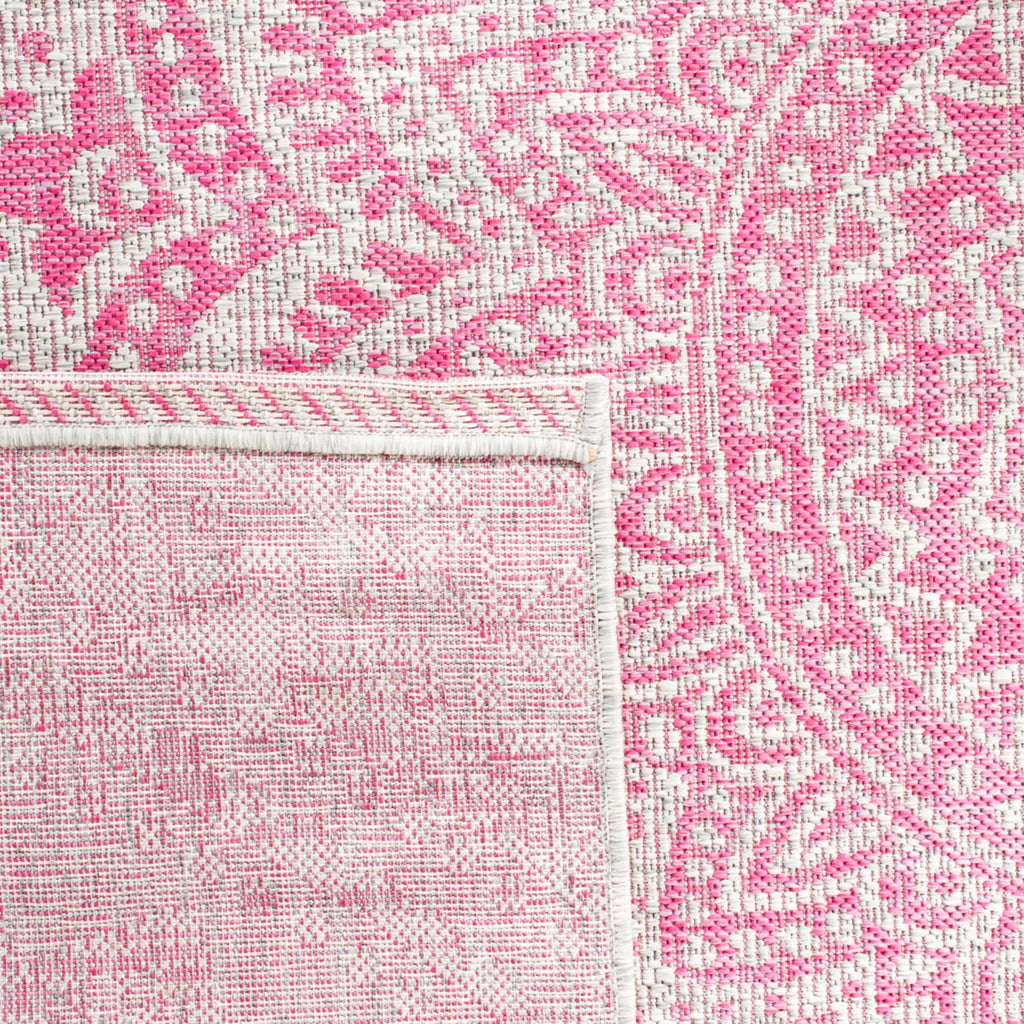 Light Grey Fuchsia Medallion Indoor/Outdoor Area Rug D3829