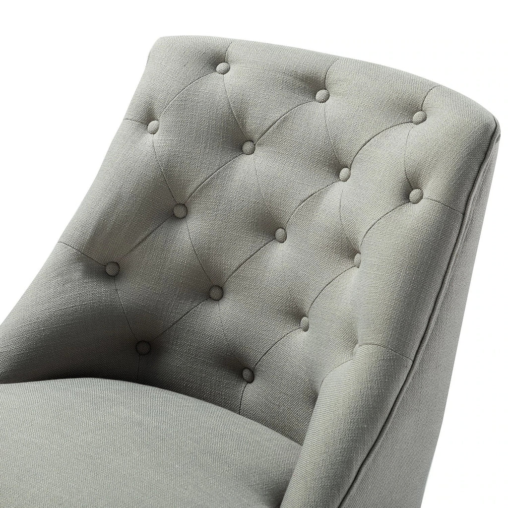 Gray Tufted Back Linen Style Rolling Office Chair L746384