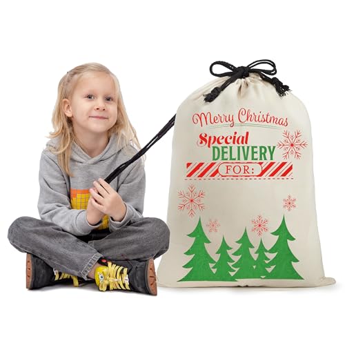 3 PCS Christmas Drawstring Burlap Sack F140842