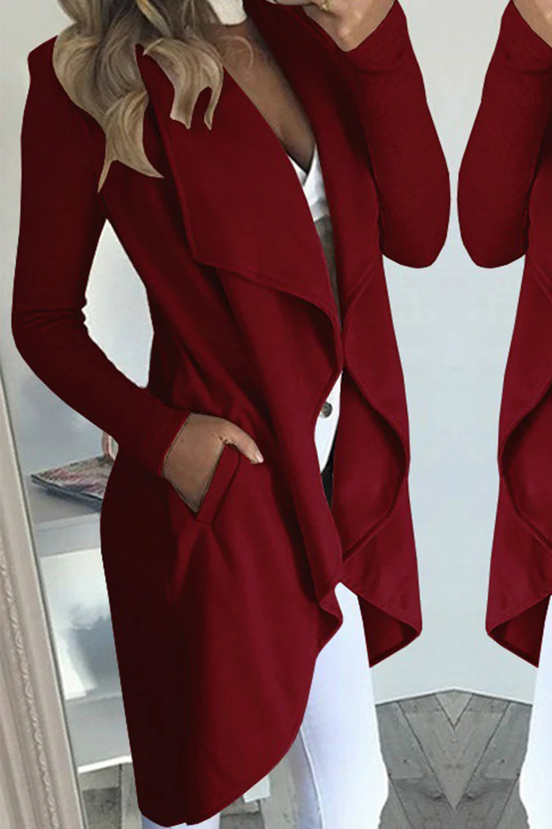 Casual Solid Patchwork Turndown Collar Outerwear V947