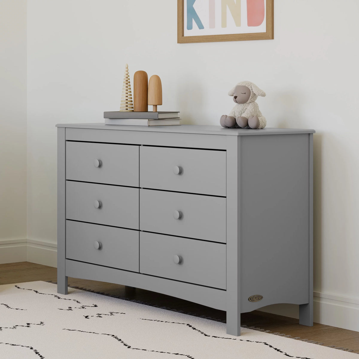 White 6 Drawer Double Dresser E17740