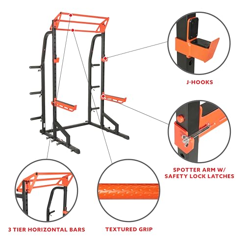 Half Rack Power Cage with J-Hooks and Pull Up Bar P3521
