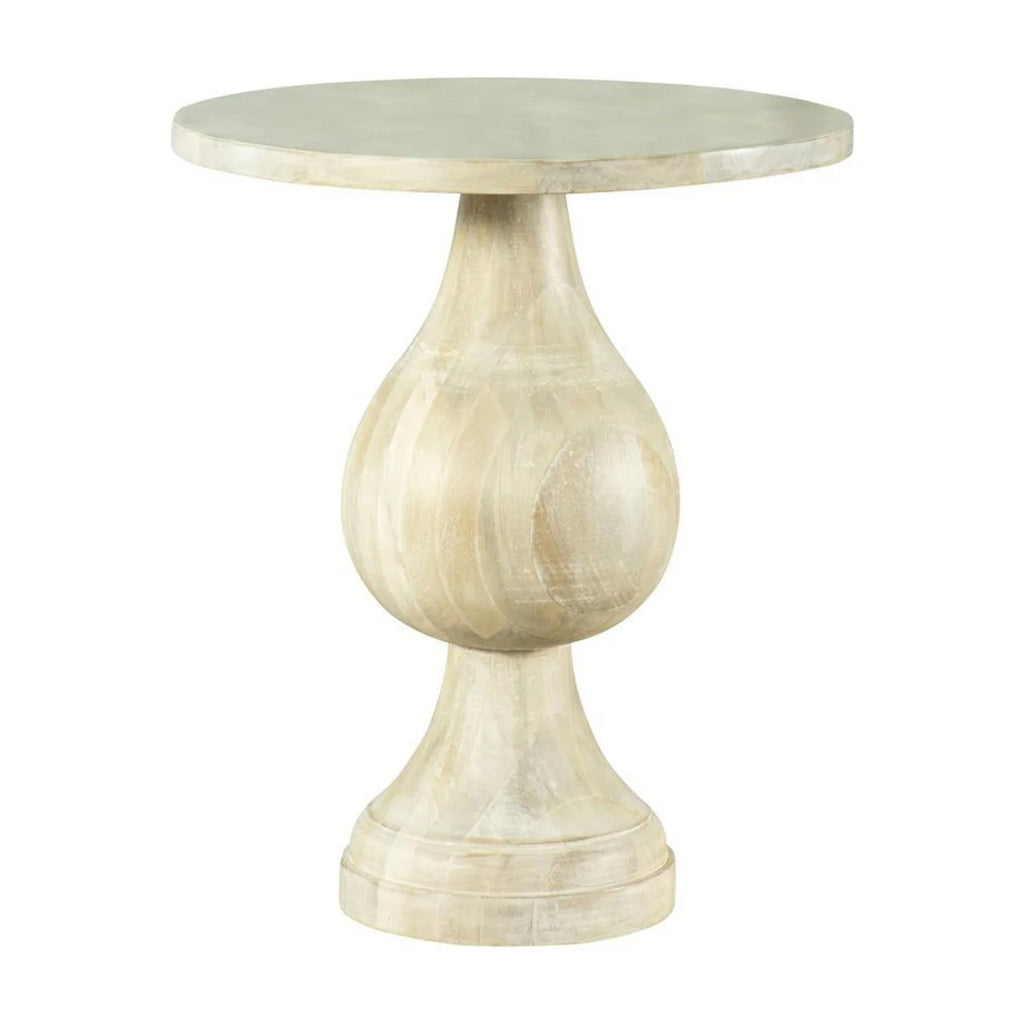 24 Inch Round Pedestal Accent Table Oak White Wood I64680