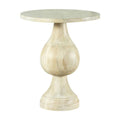 24 Inch Round Pedestal Accent Table Oak White Wood I64680