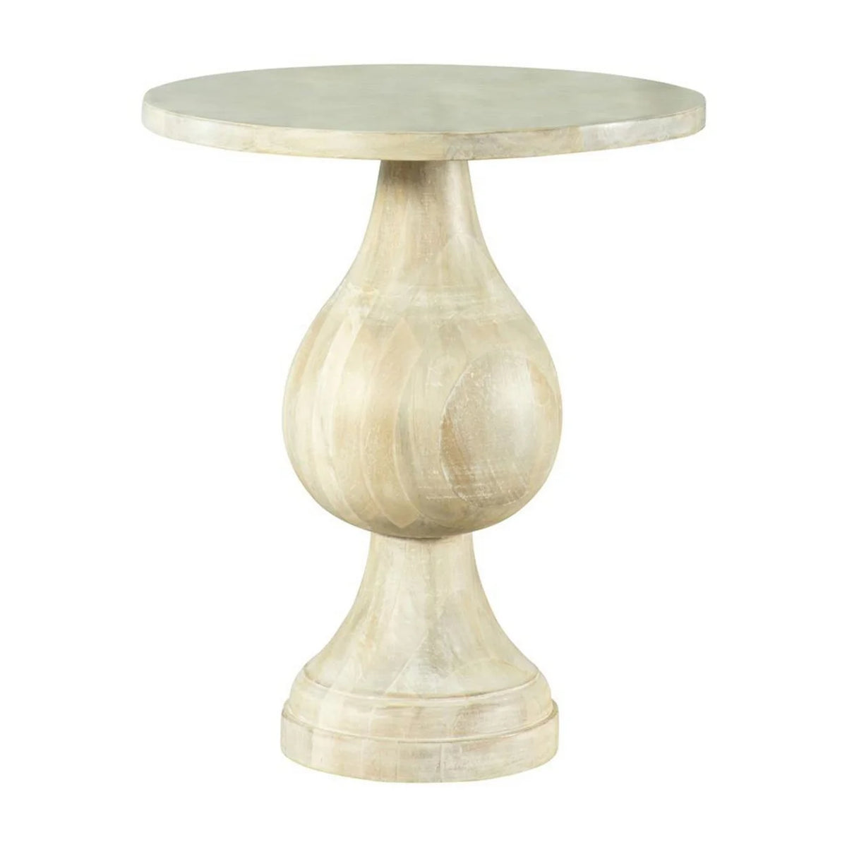 24 Inch Round Pedestal Accent Table Oak White Wood I64680