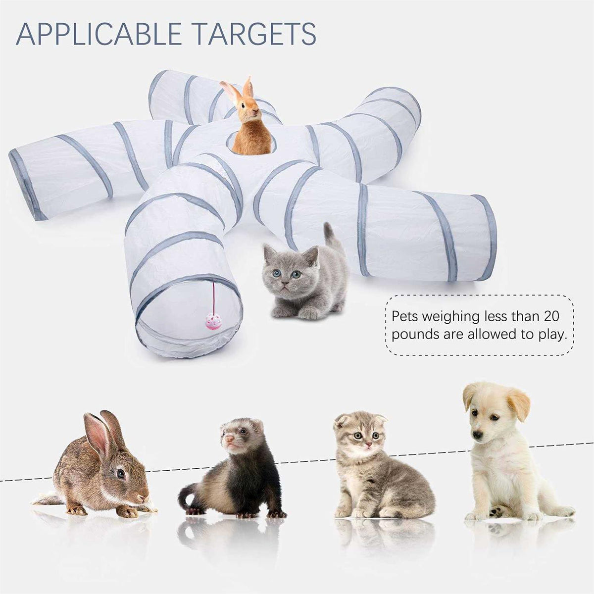 Cat Tunnel with Play Ball Collapsible Interactive Peek Hole Pet Tube B839